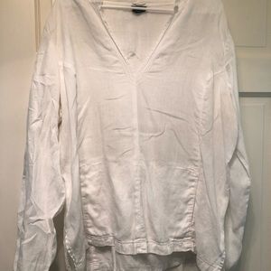 Talbots white linen top with hood